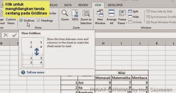 Cara Menghilangkan Garis Kotak-Kotak Pada Microsoft Office Excel 2