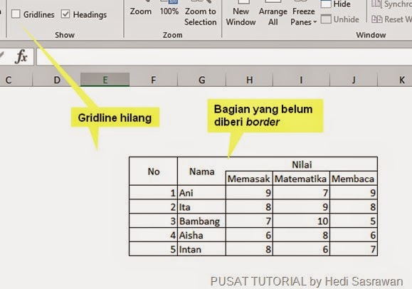 Cara Menghilangkan Garis Kotak-Kotak Pada Microsoft Office Excel 3