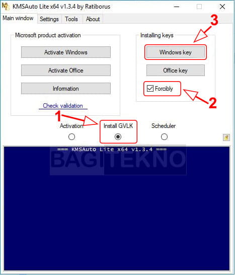 Pasang product key dari KMS Auto Lite