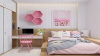 Dekorasi ruang tidur minimalis dengan warna pastel