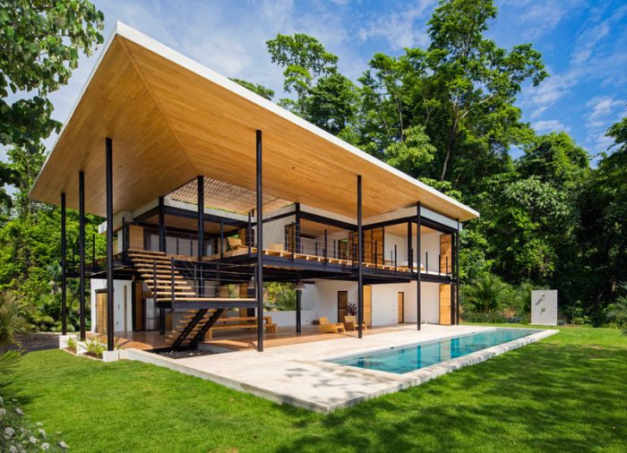 House half concrete wood tropical houses modern floor warm top livingasean roof second climate humid hot front guest room ground