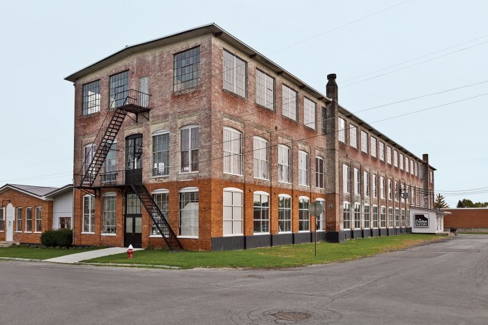 Brick industrial building dilapidated winter old